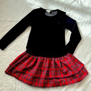 Lands End Girls Sz 4 Velvet Tartan Dress